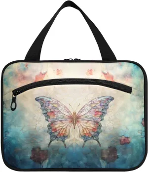 Toiletry Bag Butterfly Print Hanging Makeup Organizer Water Resistant Cosmetic Bag