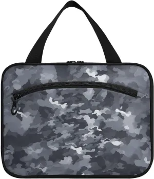 Toiletry Bag Grey Camoflage Pattern Hanging Makeup Organizer Water Resistant Cosmetic Bag