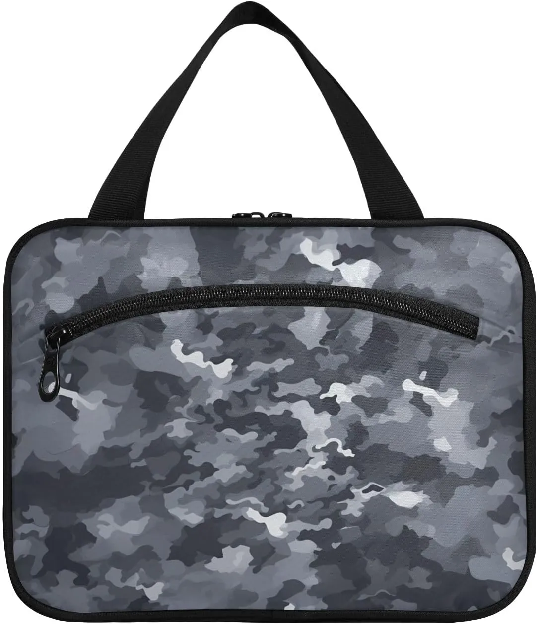 Toiletry Bag Grey Camoflage Pattern Hanging Makeup Organizer Water Resistant Cosmetic Bag