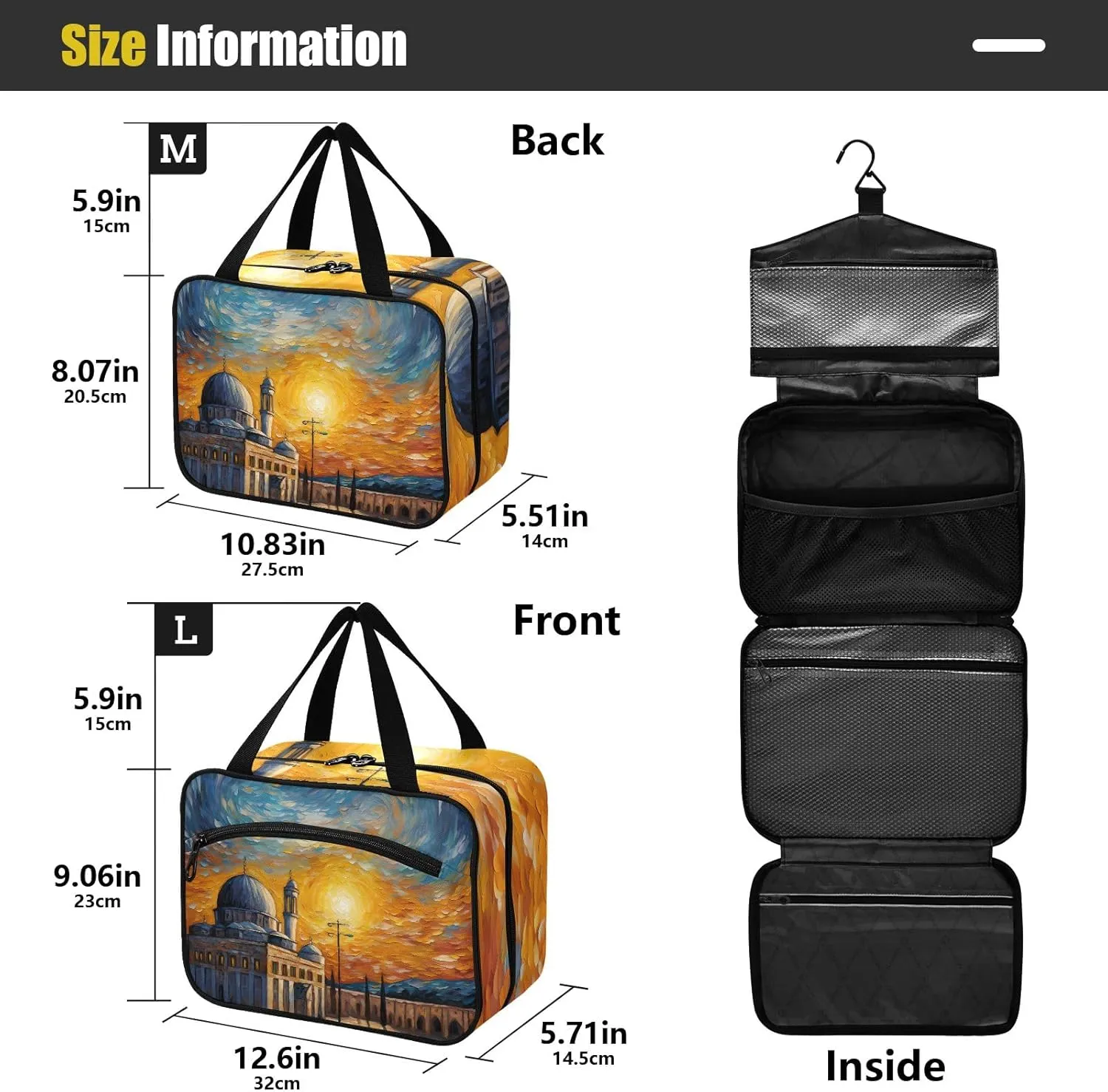 Toiletry Bag Palace at Sunset Hanging Makeup Organizer Water Resistant Cosmetic Bag