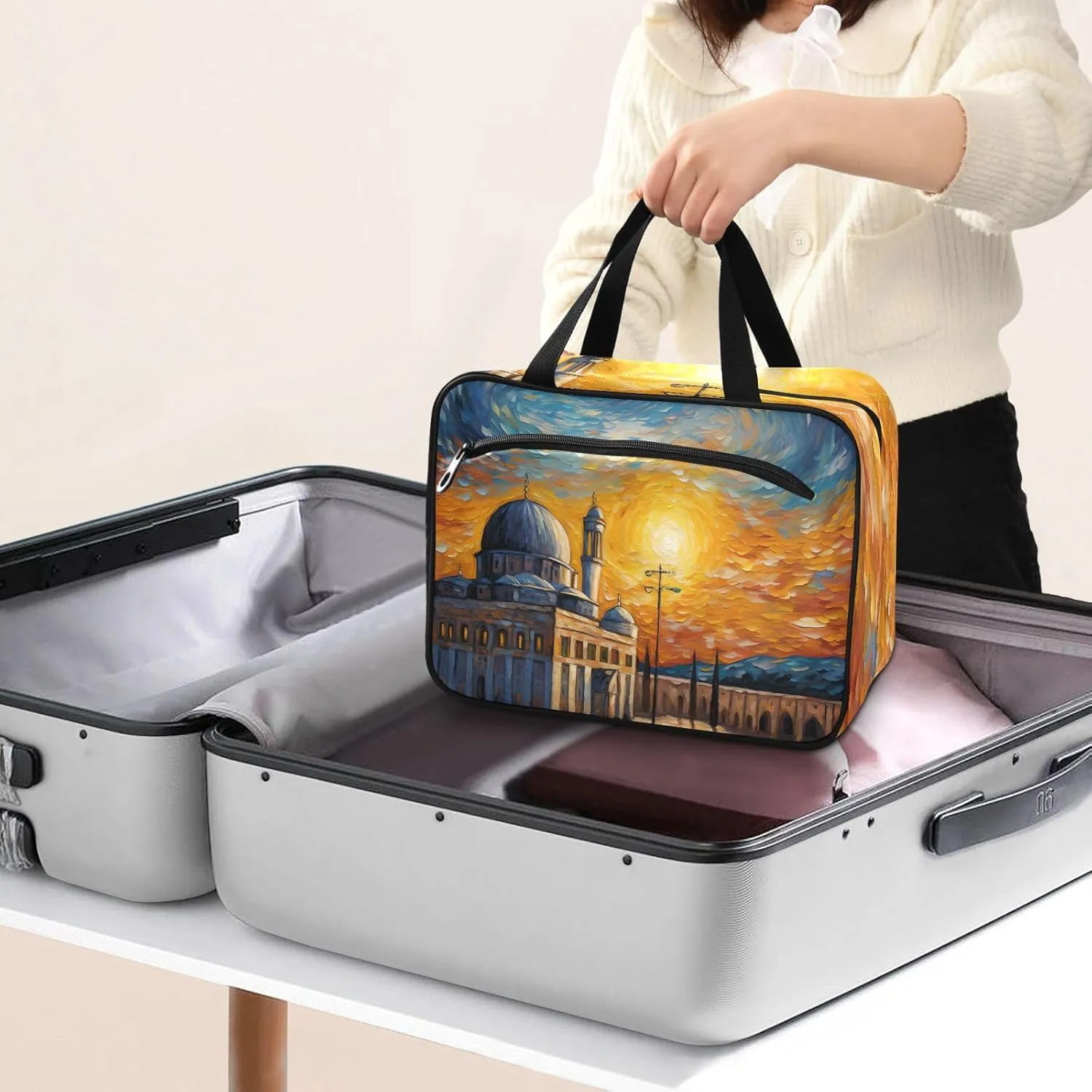 Toiletry Bag Palace at Sunset Hanging Makeup Organizer Water Resistant Cosmetic Bag