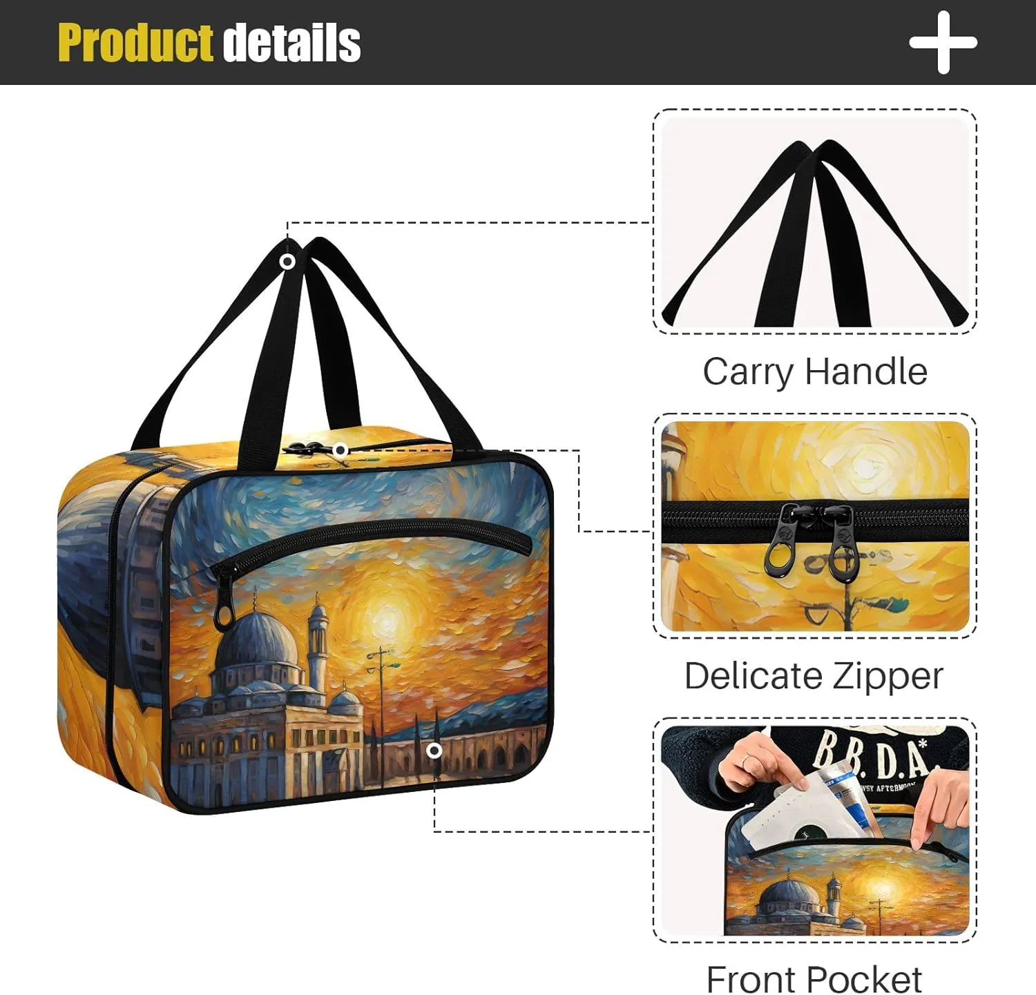 Toiletry Bag Palace at Sunset Hanging Makeup Organizer Water Resistant Cosmetic Bag