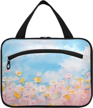Toiletry Bag Wildflowers Painting Hanging Makeup Organizer Water Resistant Cosmetic Bag