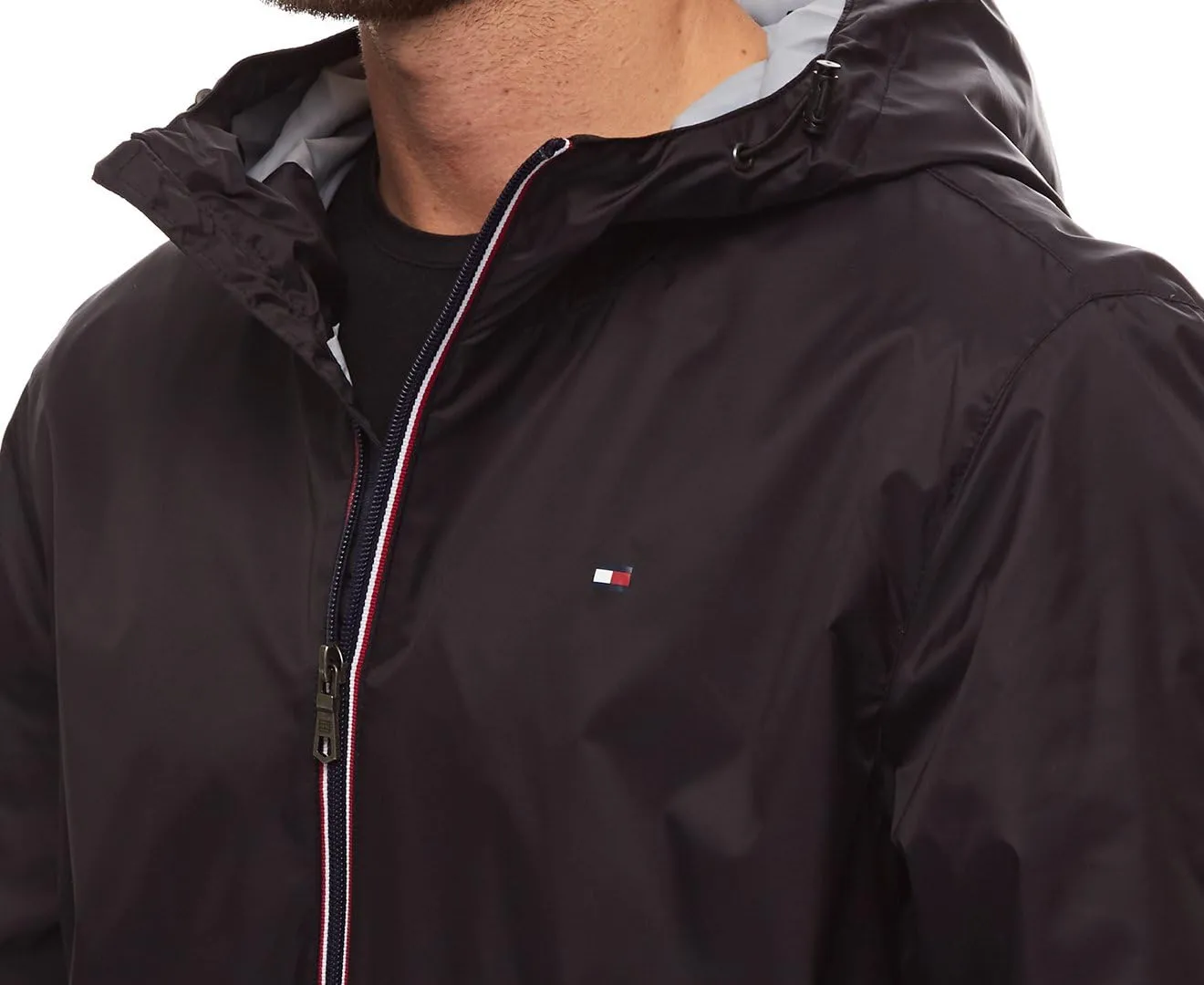Tommy Hilfiger Men's Lightweight Active Water Resistant Hooded Rain Jacket