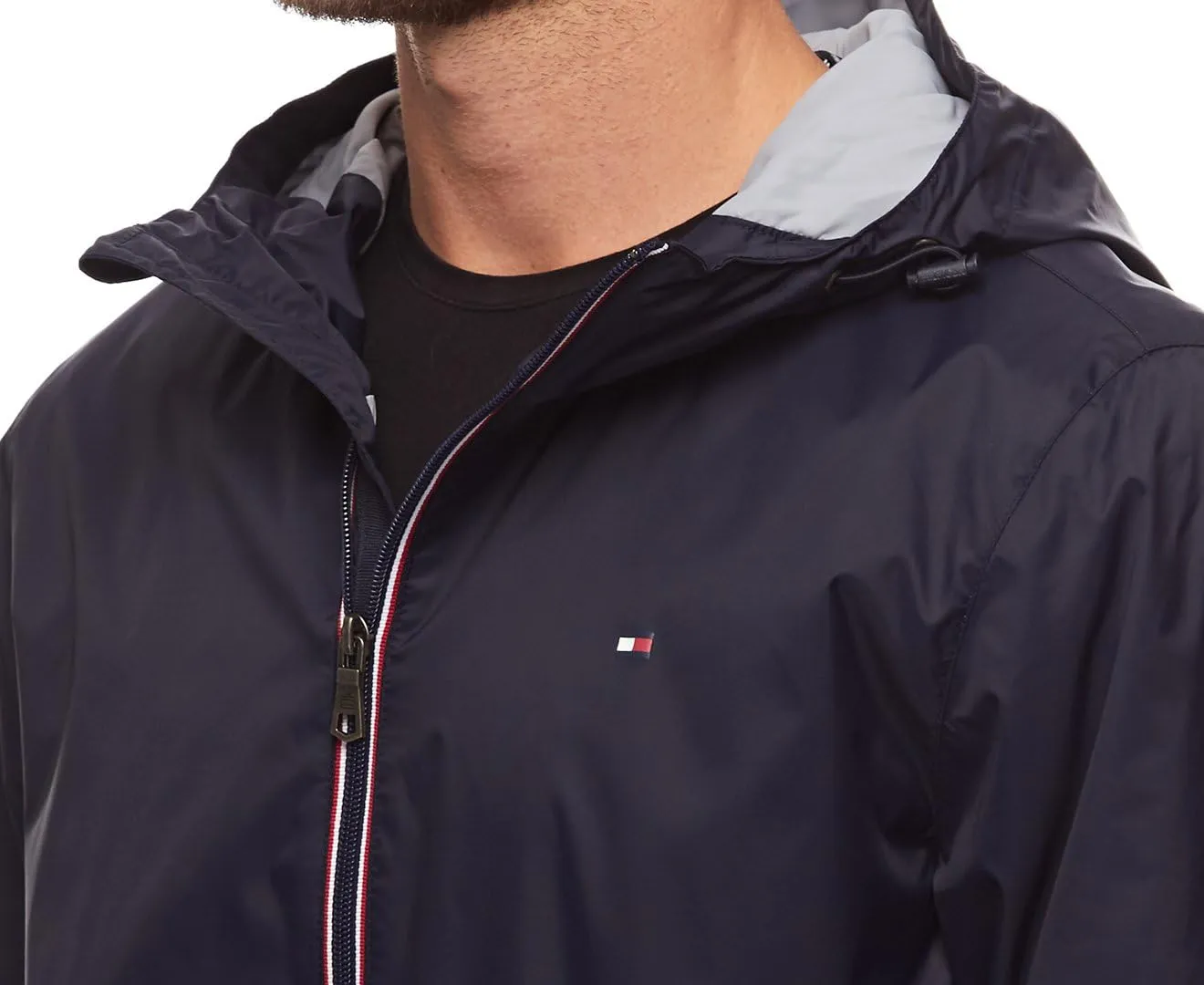 Tommy Hilfiger Men's Lightweight Active Water Resistant Hooded Rain Jacket