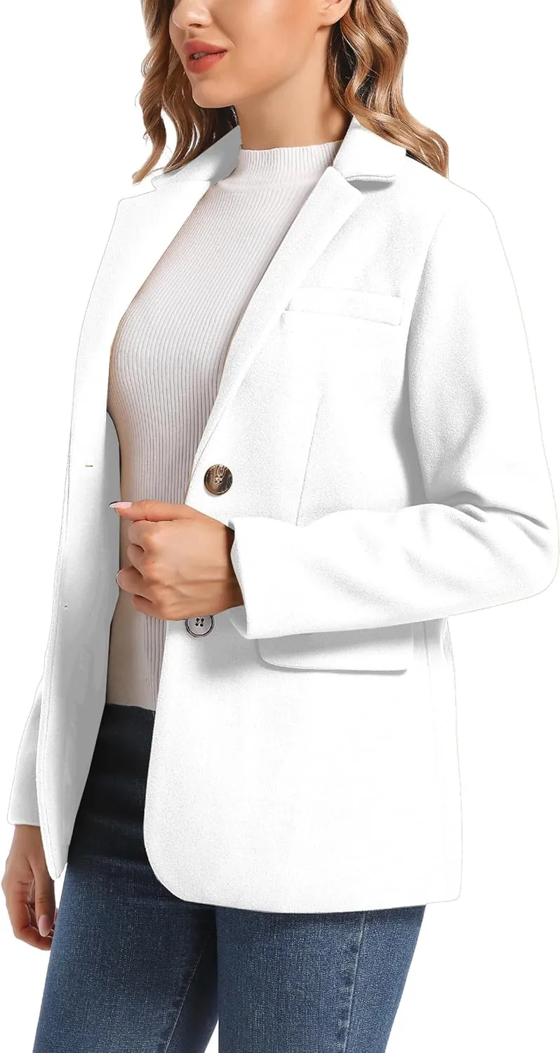 TONCHENGSD Women's Long Sleeve Two Button Wool Blend Blazer Suit Jacket