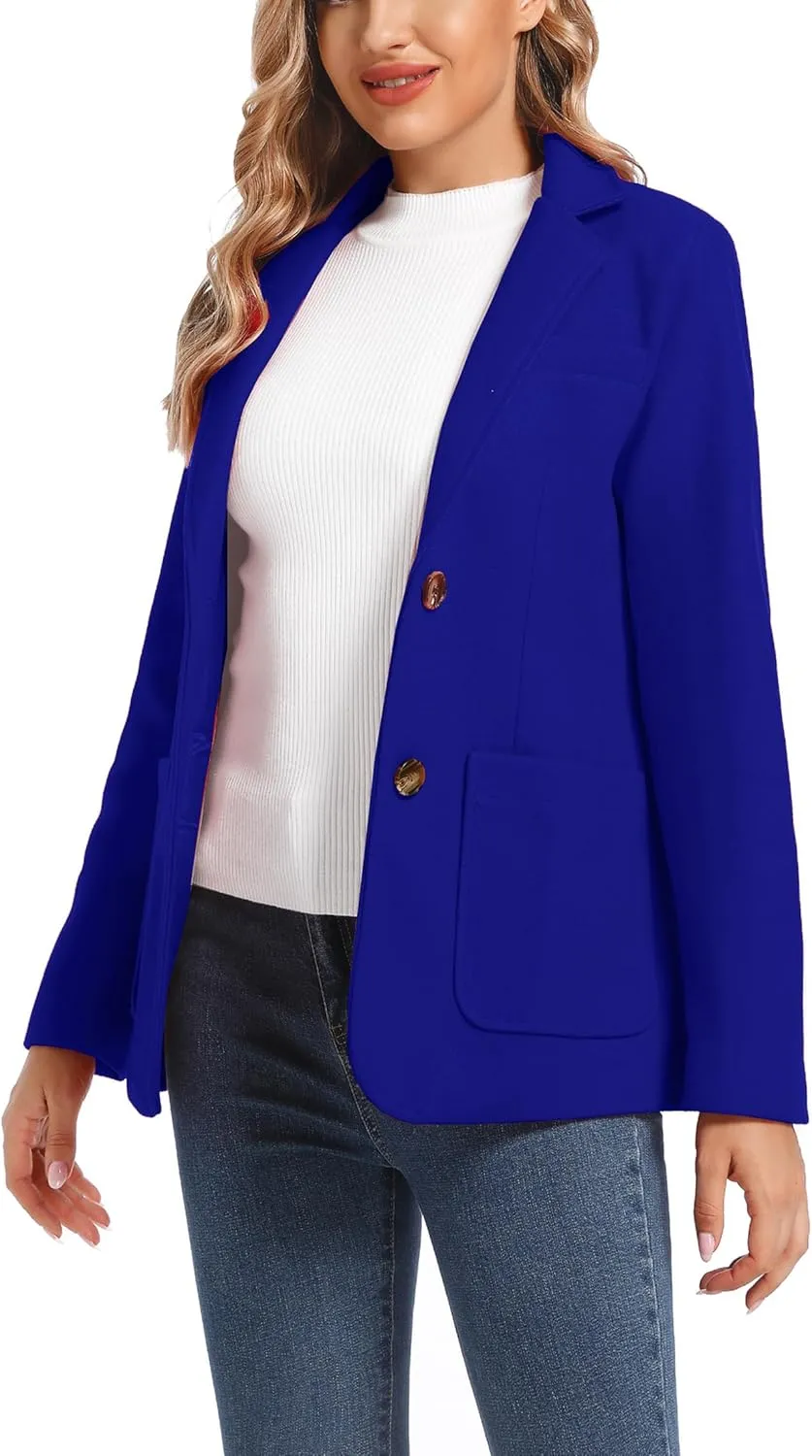 TONCHENGSD Women's Long Sleeve Two Button Wool Blend Blazer Suit Jacket