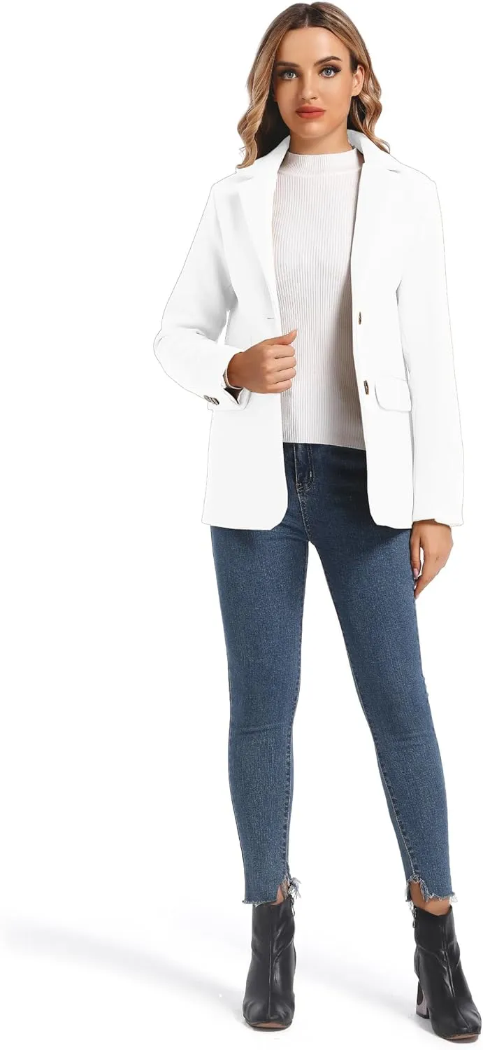 TONCHENGSD Women's Long Sleeve Two Button Wool Blend Blazer Suit Jacket