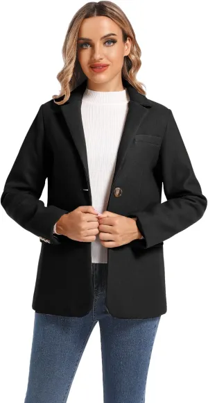 TONCHENGSD Women's Long Sleeve Two Button Wool Blend Blazer Suit Jacket