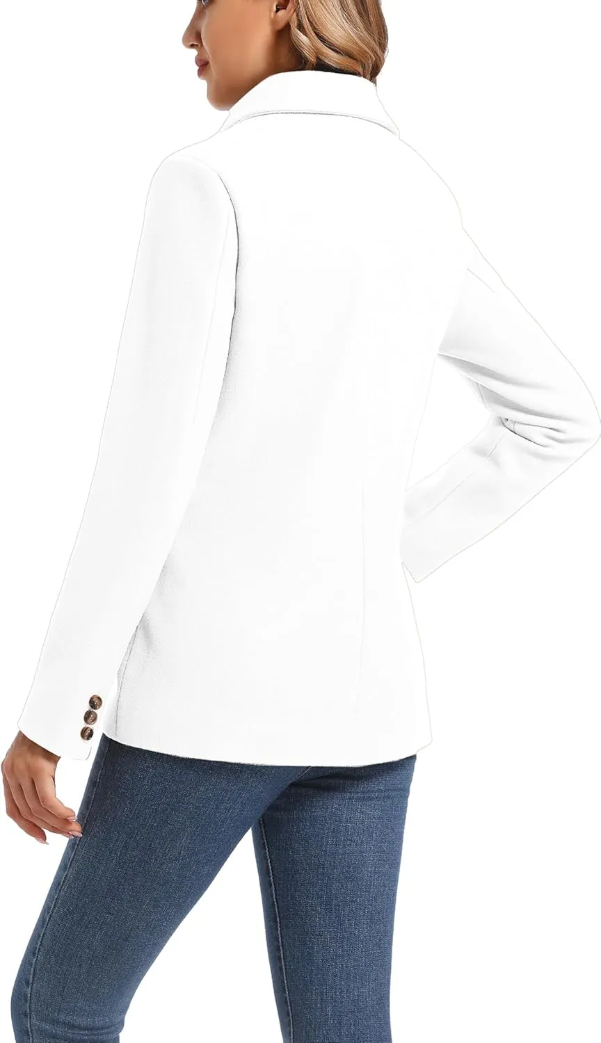 TONCHENGSD Women's Long Sleeve Two Button Wool Blend Blazer Suit Jacket