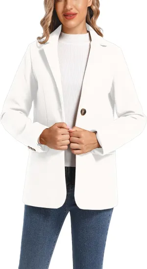 TONCHENGSD Women's Long Sleeve Two Button Wool Blend Blazer Suit Jacket
