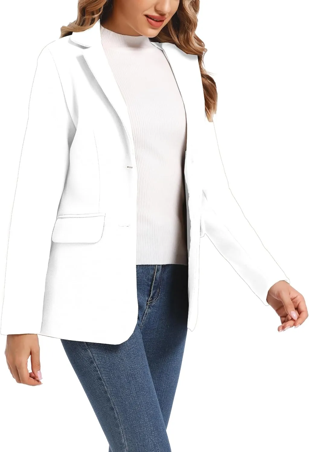 TONCHENGSD Women's Long Sleeve Two Button Wool Blend Blazer Suit Jacket