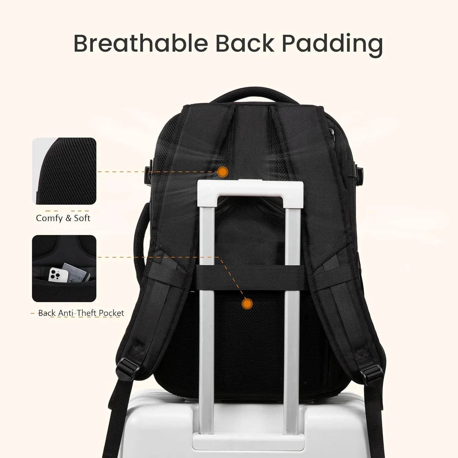 Travel Carry on Backpack for Men Women,Expandable 40L Extra Large Travel Laptop Backpack for Men,Water Resistant Durable TSA Airline Approved Business College Carry on Bag Fits 17 Inch Computer,3 Pcs