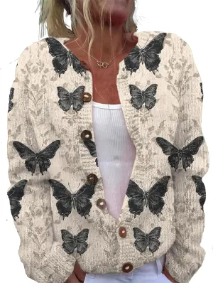 Trendy Sweater Cardigan for Women Button Up Oversized Long Sleeve Floral Comfy Sweaters Plus Size Tops Outfits
