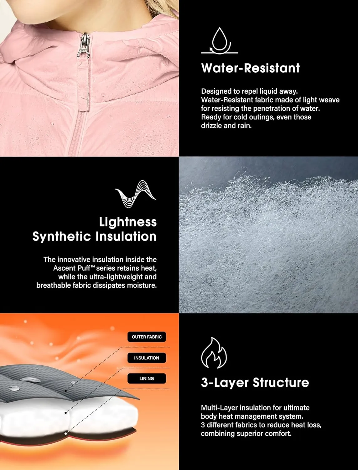 TSLA Women's Lightweight Packable Accent Puffer Jacket, Water-Resistant Winter Coat