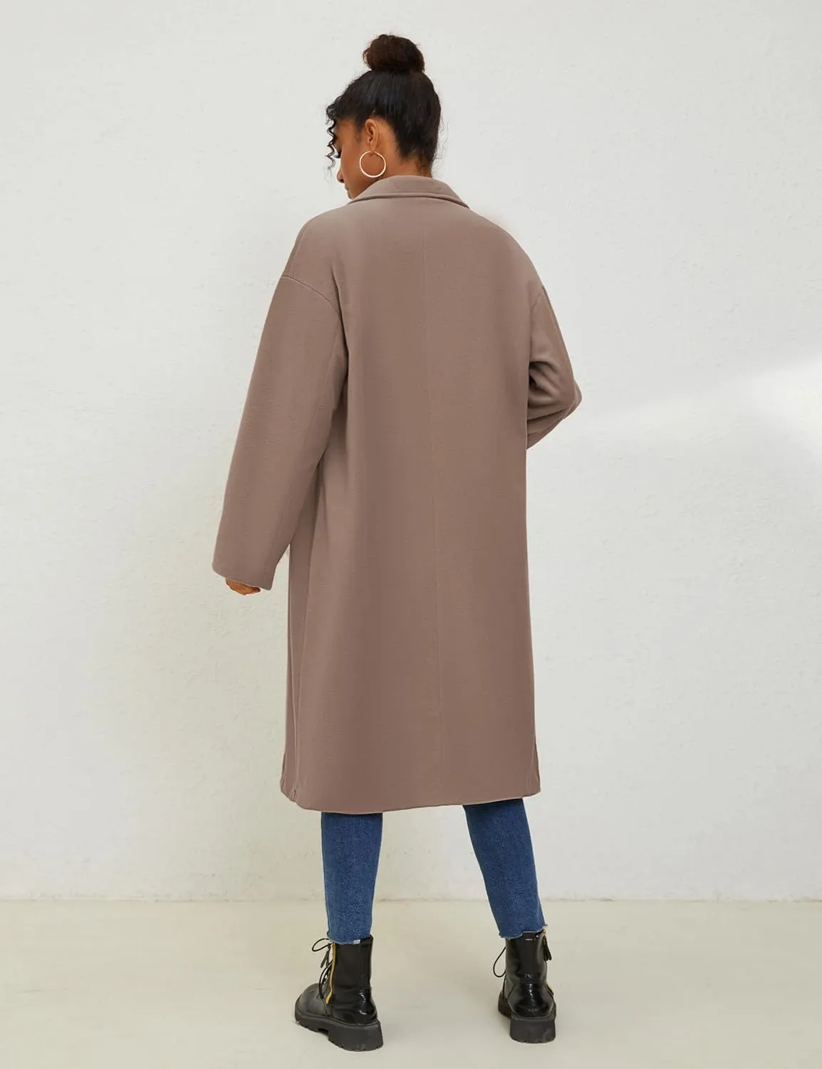 UANEO Women's Wool Blend Coat Oversized Double Breasted Long Trench Overcoat Winter