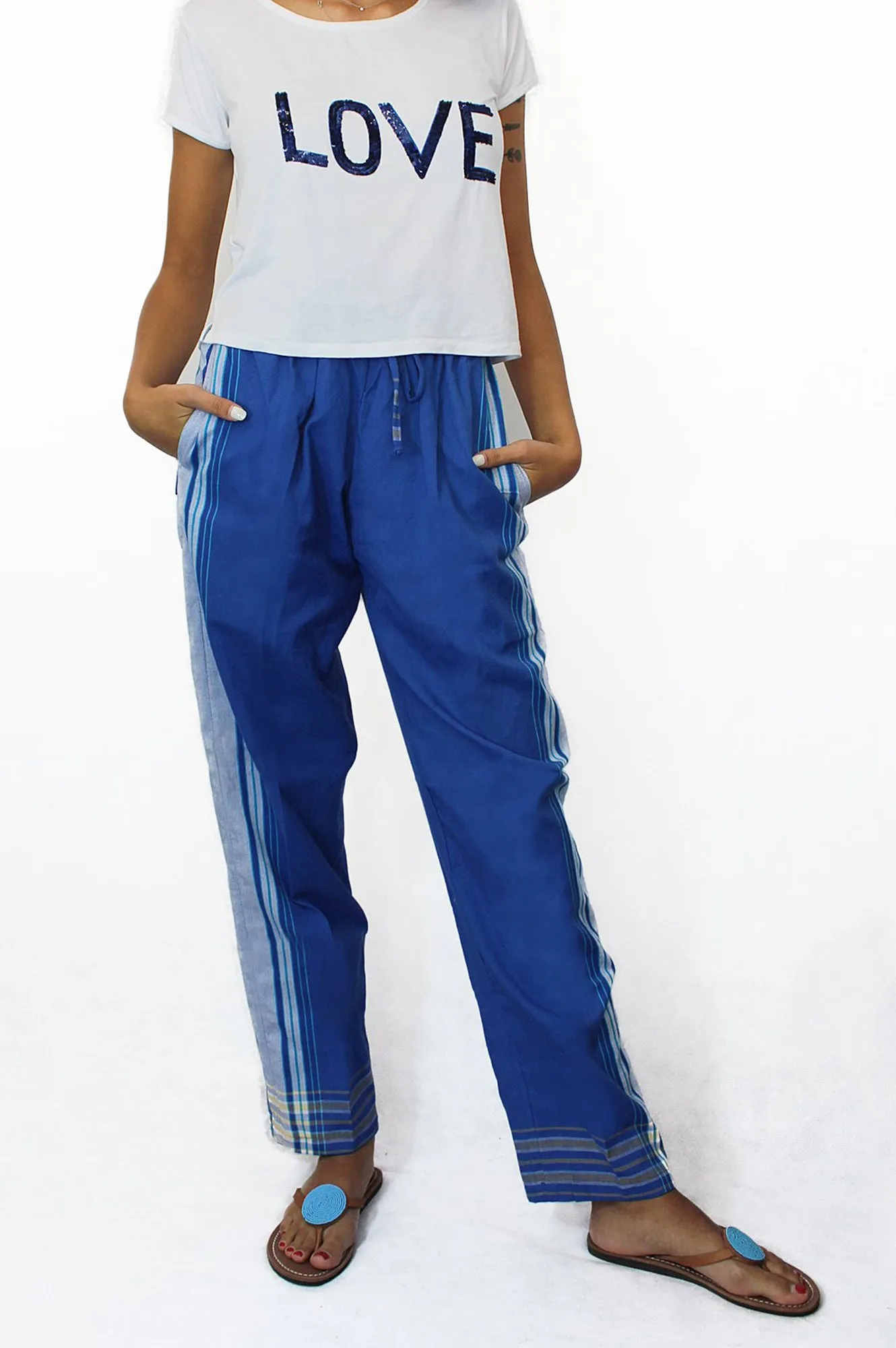 Unisex Kikoy Trousers | Cobalt Blue/Blue