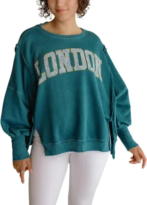 utcoco Oversized Sweatshirt for Women Letter Graphic Crew Neck Long Sleeve Shirts Fashion Hoodies Tops