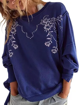 utcoco Oversized Sweatshirt for Women Letter Graphic Crew Neck Long Sleeve Shirts Fashion Hoodies Tops