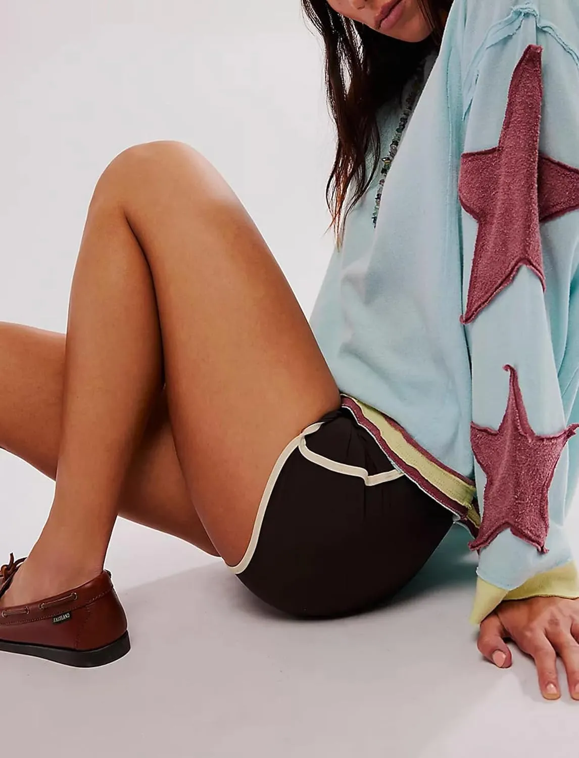 utcoco Oversized Sweatshirt for Women Star Patches Crew Neck Long Sleeve Shirts Hoodies Fashion Y2K Tops
