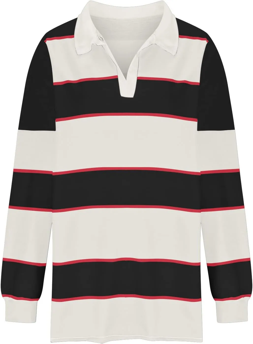 utcoco Oversized Sweatshirt for Women Striped V Neck Long Sleeve Shirts Hoodies Color Block Preppy Y2K Tops