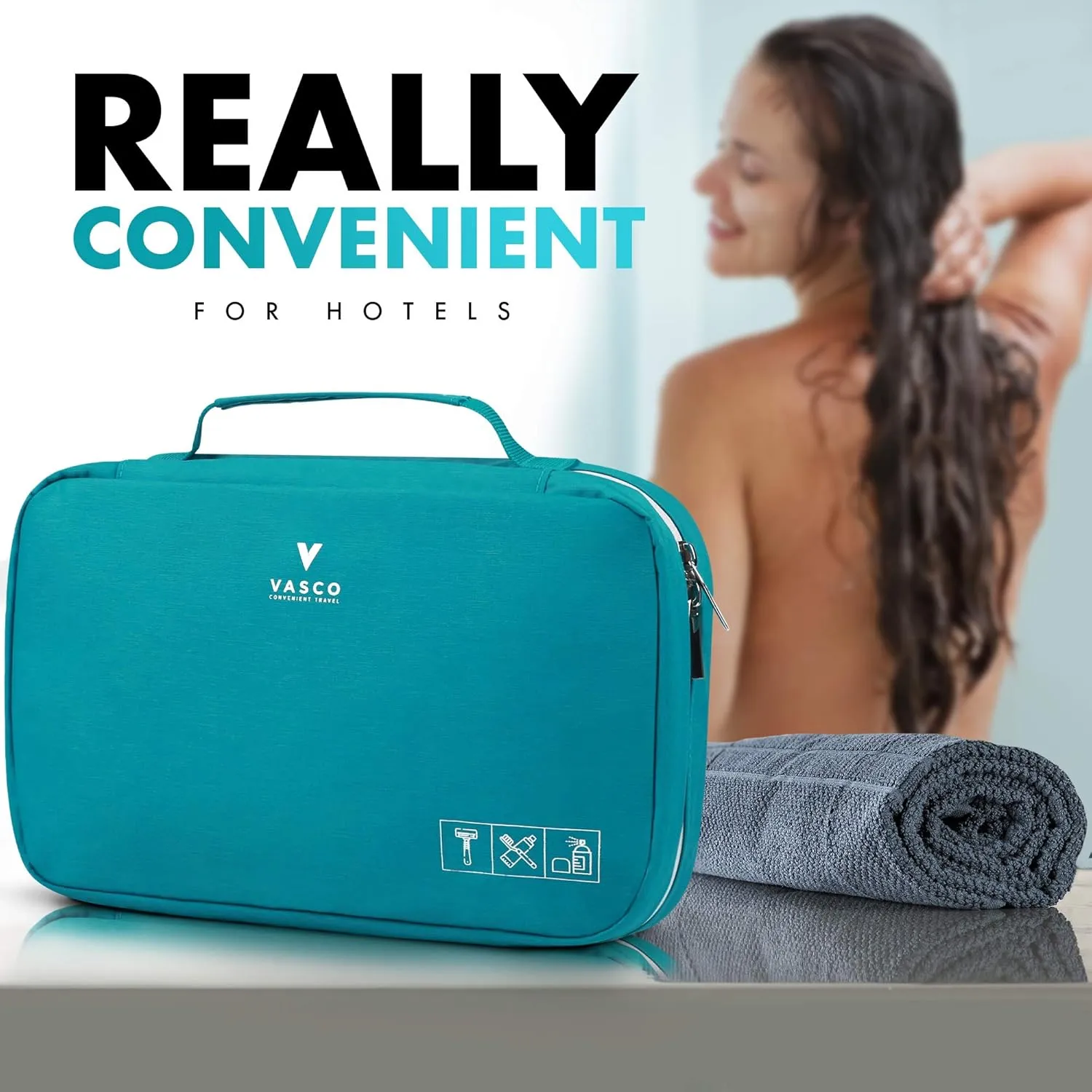 VASCO Hanging Toiletry Bag for Men And Women  Water-Resistant Travel Organizer