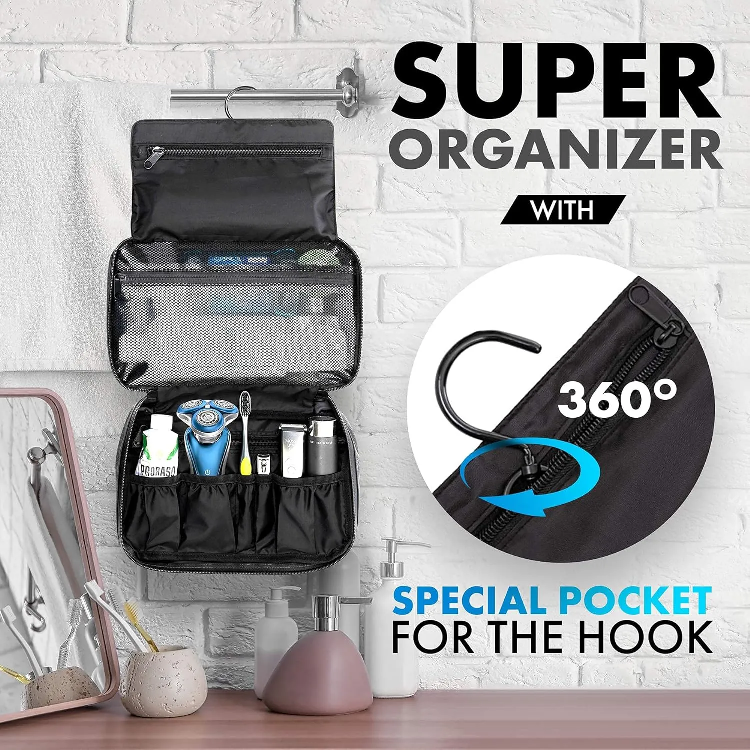 VASCO Hanging Toiletry Bag for Men And Women  Water-Resistant Travel Organizer