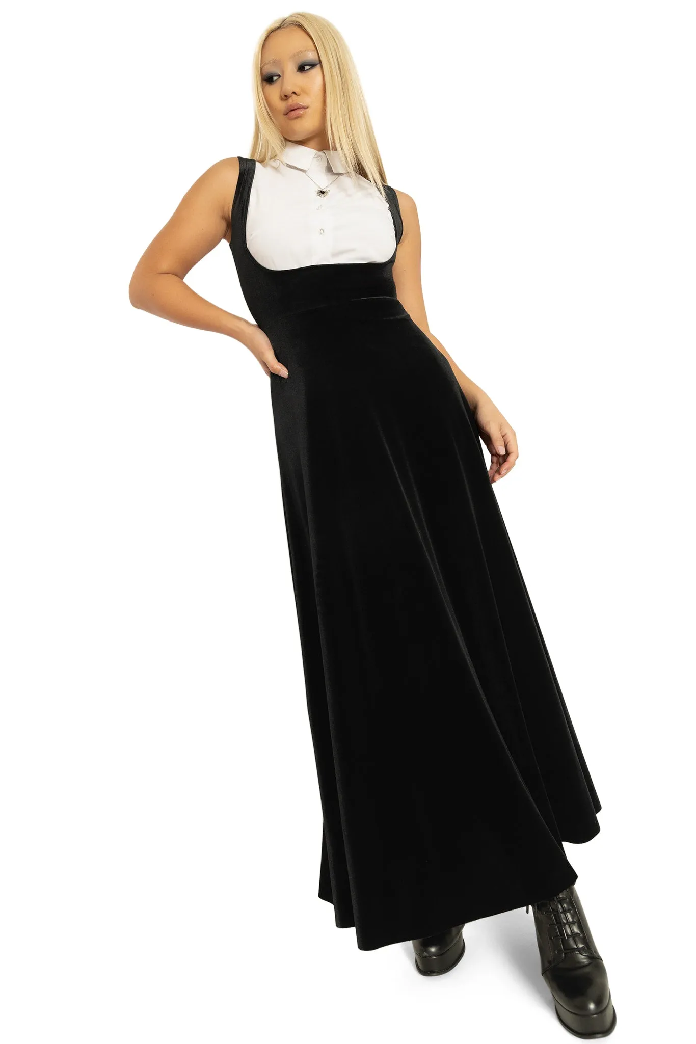 Velvet Black Underbust Maxi Dress