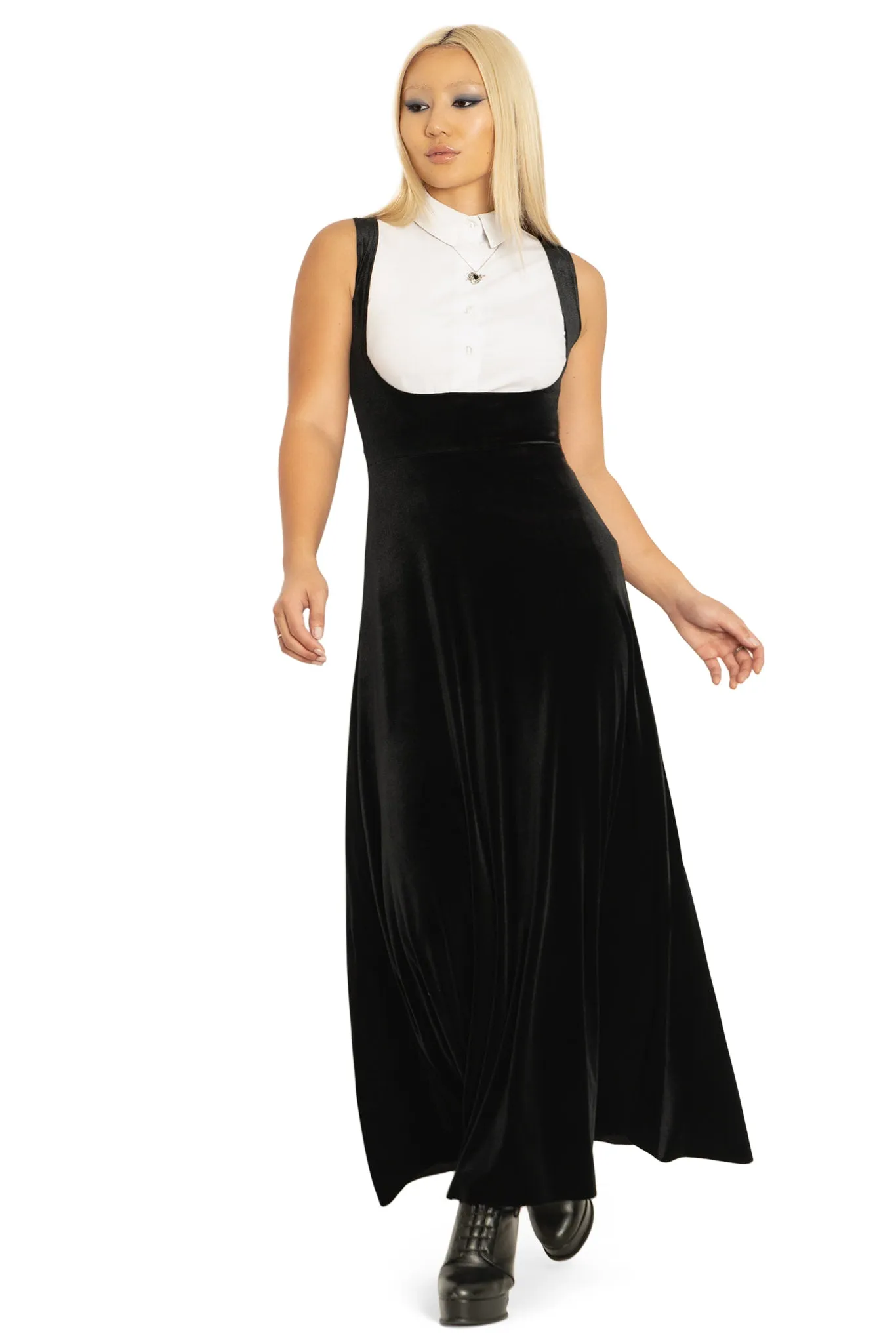 Velvet Black Underbust Maxi Dress