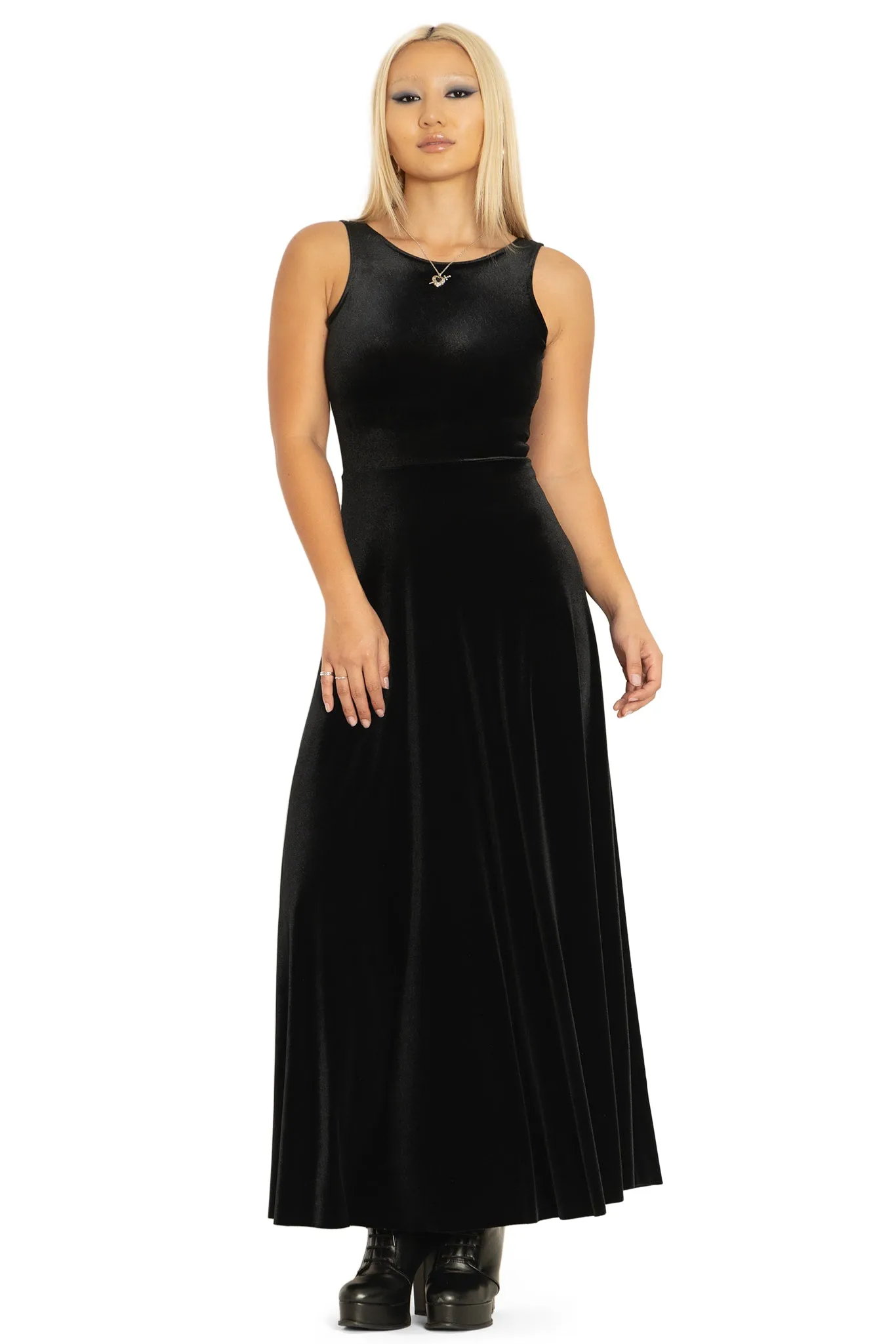 Velvet Black Underbust Maxi Dress