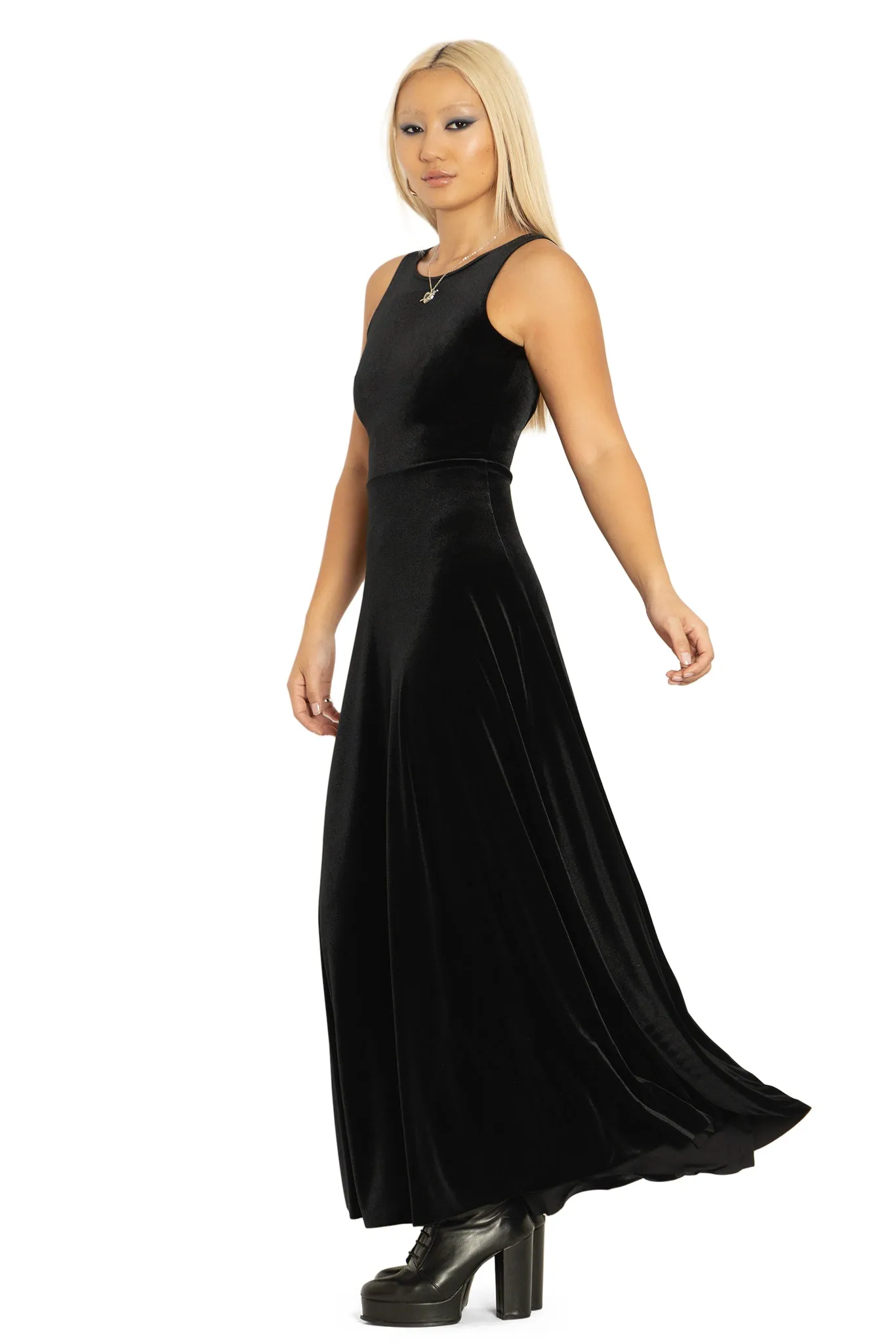 Velvet Black Underbust Maxi Dress