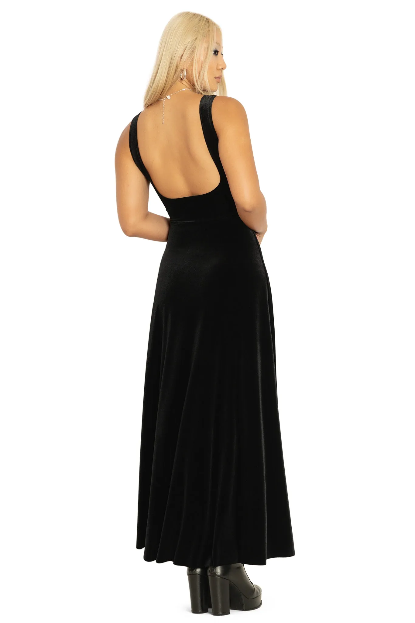 Velvet Black Underbust Maxi Dress