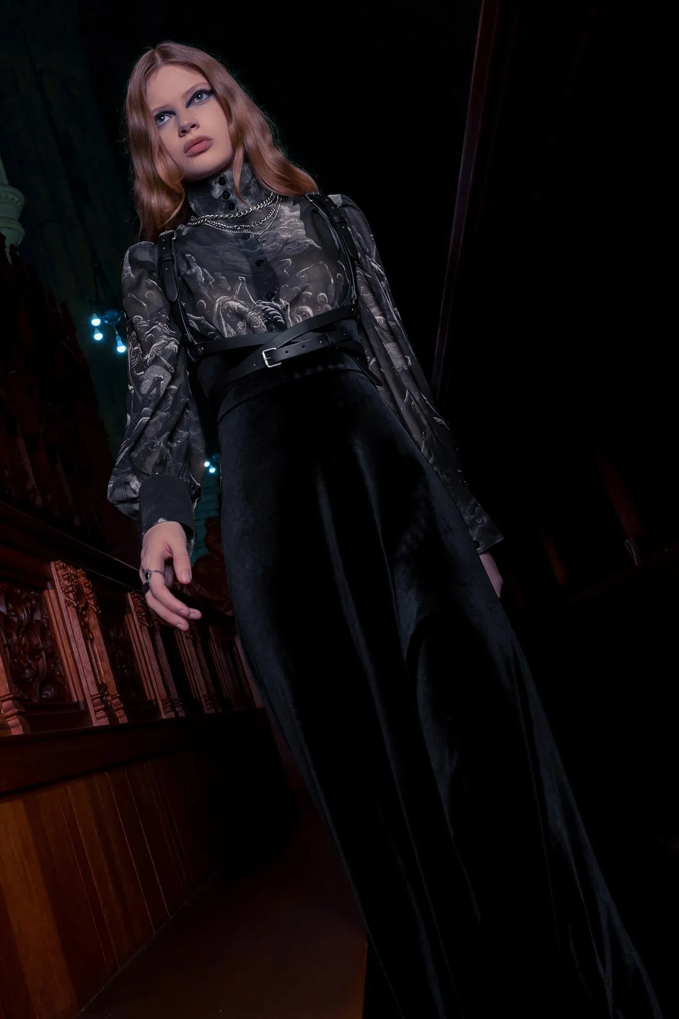 Velvet Black Underbust Maxi Dress