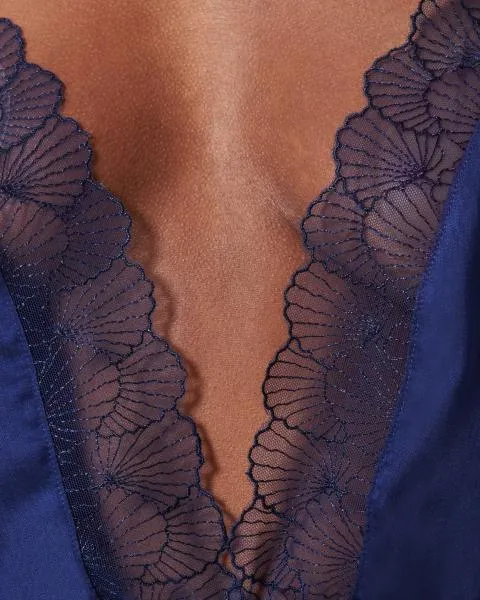 Vermont Luxury Satin Teddy - Navy Blue -