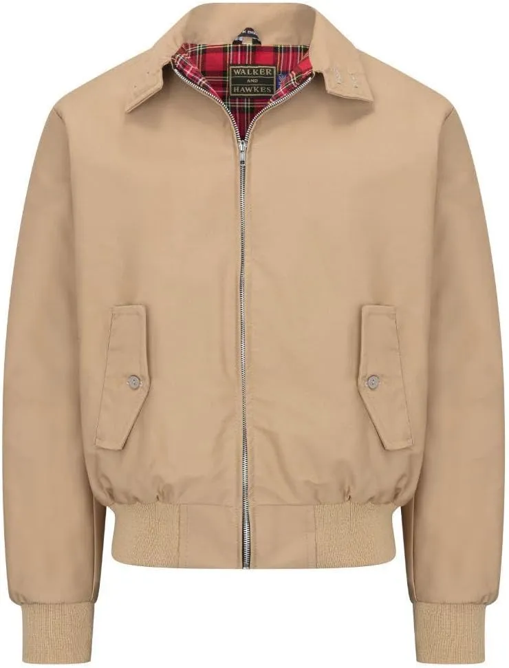 Walker and Hawkes Classic Harrington Jacket for Men - Timeless Water-Resistant Spring Jacket, Premium Cotton, Flannel-Lined