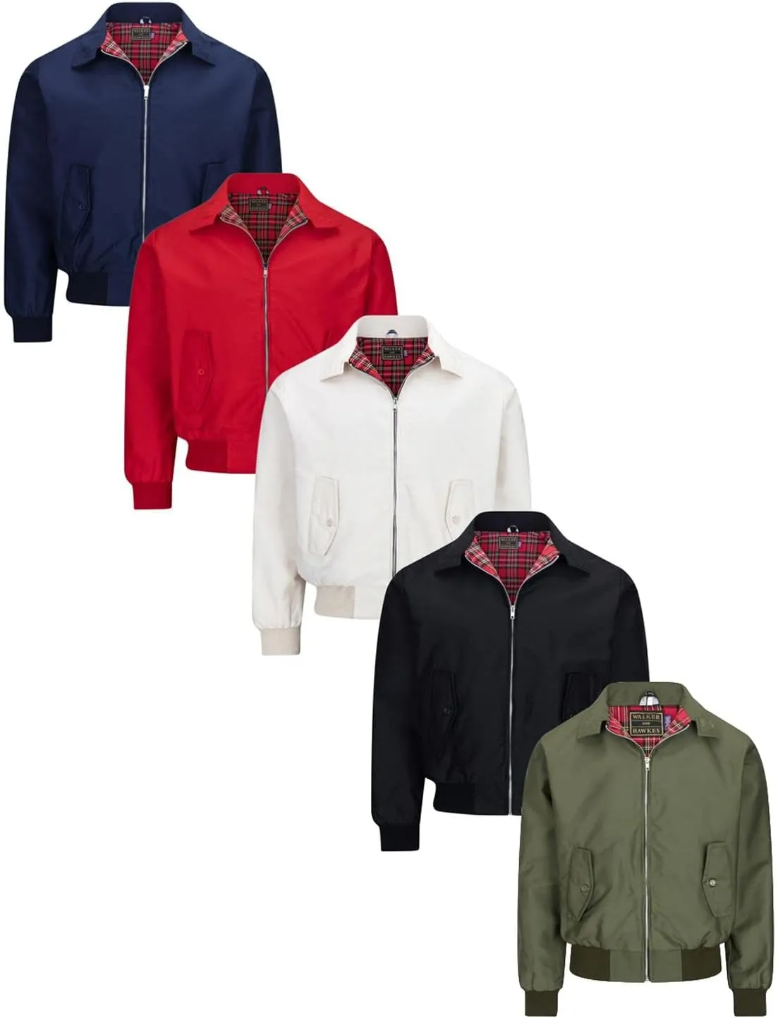 Walker and Hawkes Classic Harrington Jacket for Men - Timeless Water-Resistant Spring Jacket, Premium Cotton, Flannel-Lined