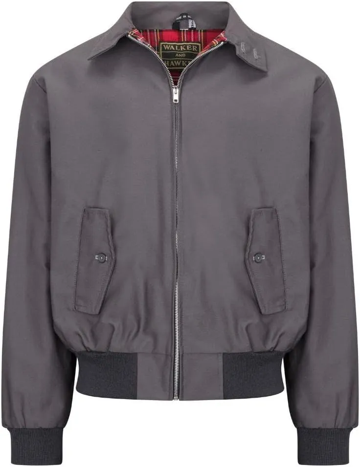 Walker and Hawkes Classic Harrington Jacket for Men - Timeless Water-Resistant Spring Jacket, Premium Cotton, Flannel-Lined