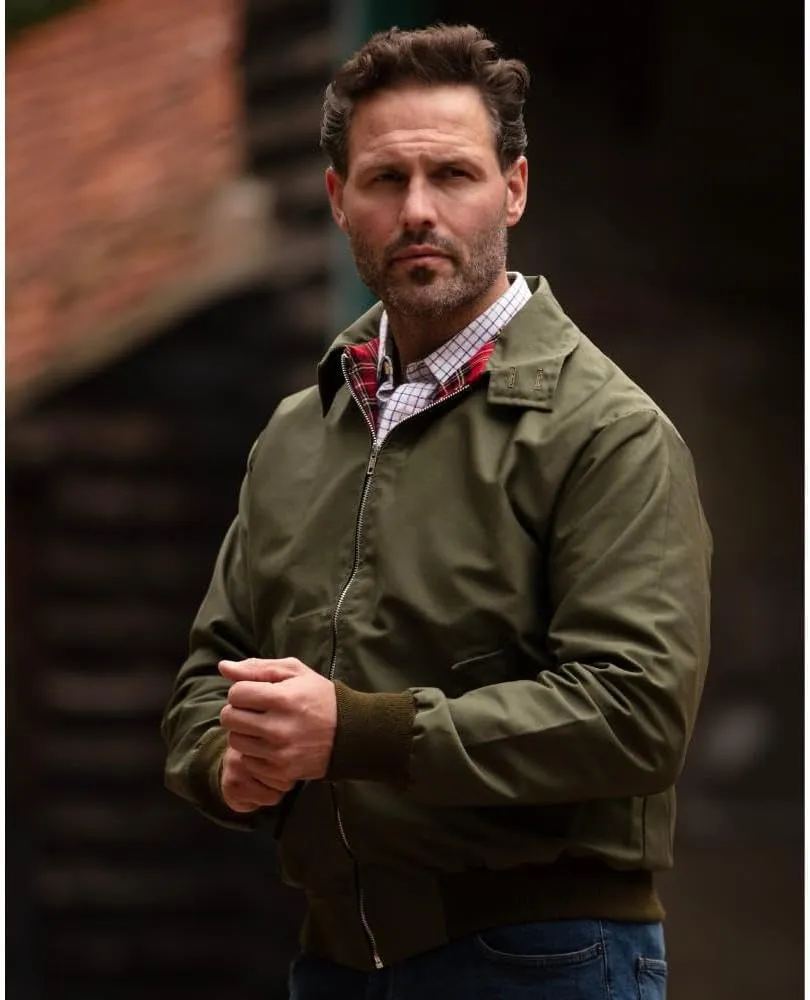 Walker and Hawkes Classic Harrington Jacket for Men - Timeless Water-Resistant Spring Jacket, Premium Cotton, Flannel-Lined