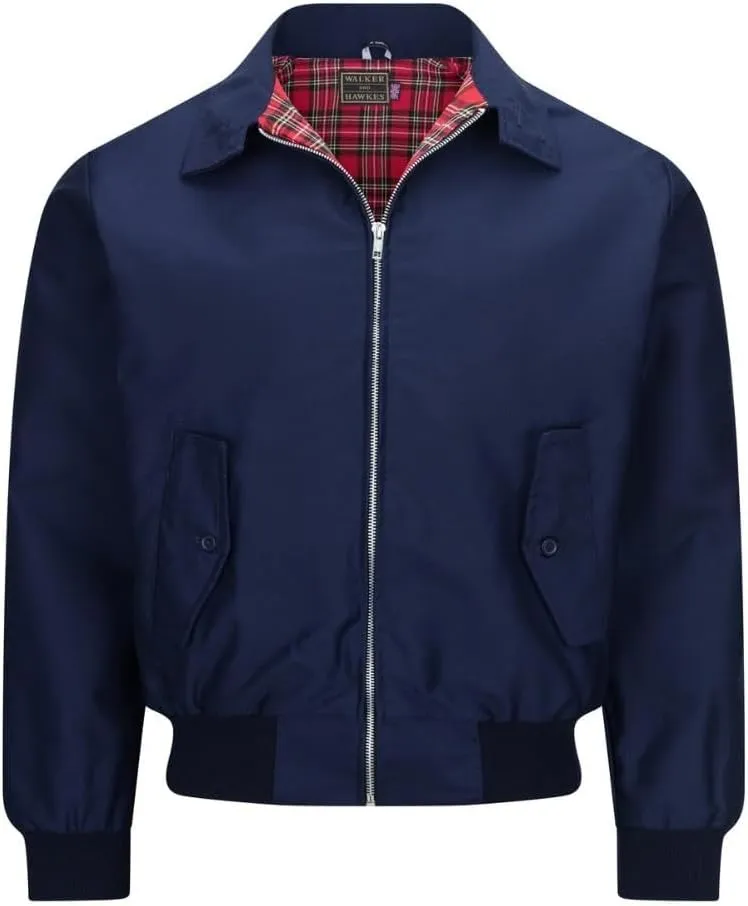 Walker and Hawkes Classic Harrington Jacket for Men - Timeless Water-Resistant Spring Jacket, Premium Cotton, Flannel-Lined