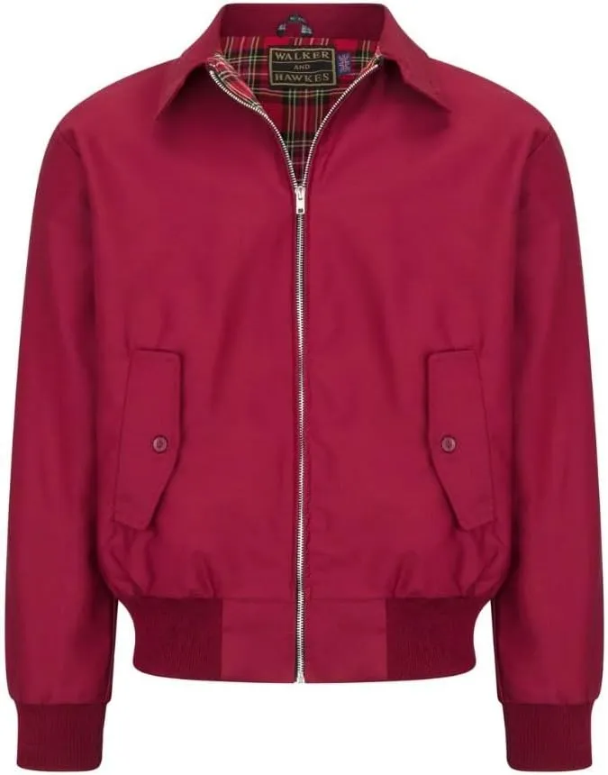 Walker and Hawkes Classic Harrington Jacket for Men - Timeless Water-Resistant Spring Jacket, Premium Cotton, Flannel-Lined