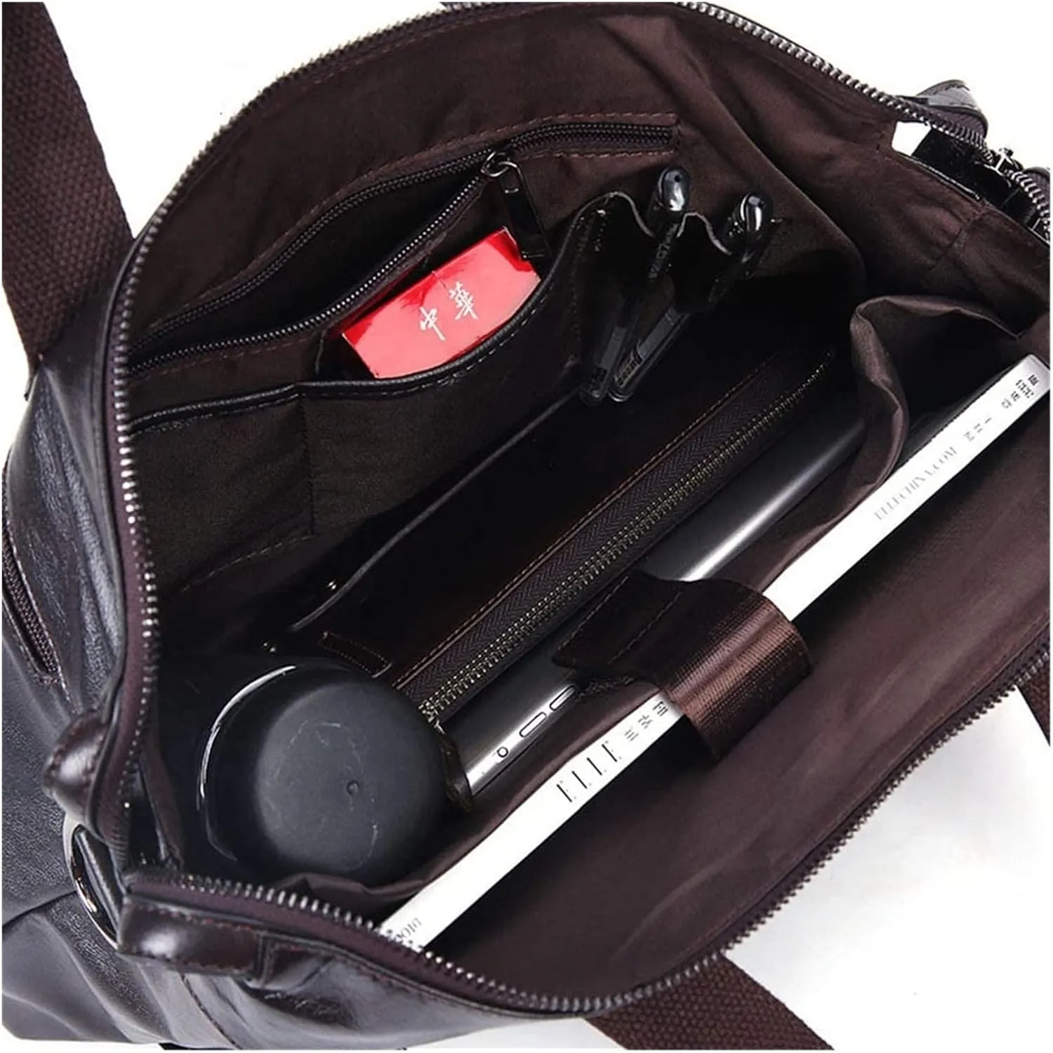 Water Resistant Leather Briefcase Satchel 14" Laptop Messenger Shoulder Bag