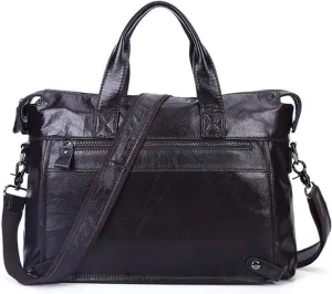 Water Resistant Leather Briefcase Satchel 14" Laptop Messenger Shoulder Bag