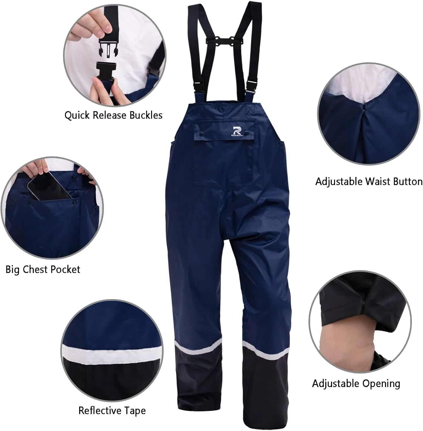 Waterproof Breathable Suits for Men - Durable Oxford Rain Jacket Coat With Pants