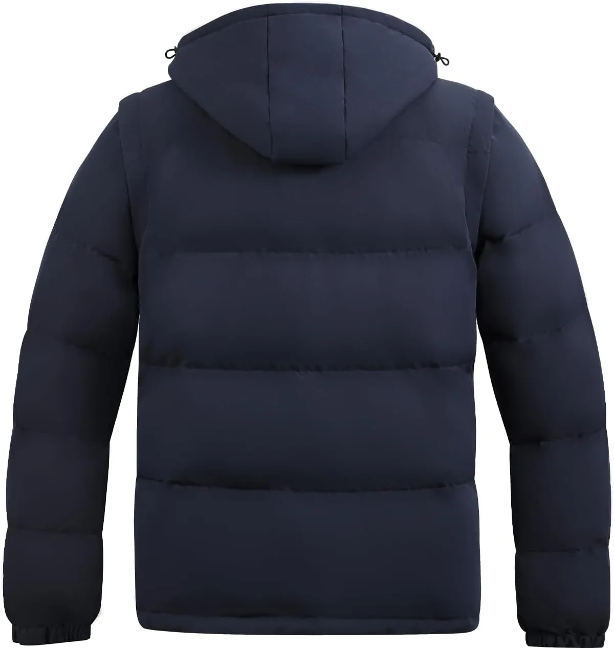 WEEN CHARM Men's Removable Sleeves Winter Coat Puffer Vest Waterproof Parka Jacket Warm Thicken Ski Coat with Removable Hood