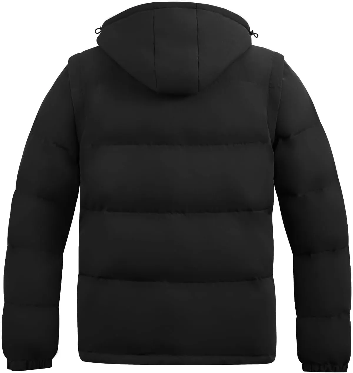 WEEN CHARM Men's Removable Sleeves Winter Coat Puffer Vest Waterproof Parka Jacket Warm Thicken Ski Coat with Removable Hood
