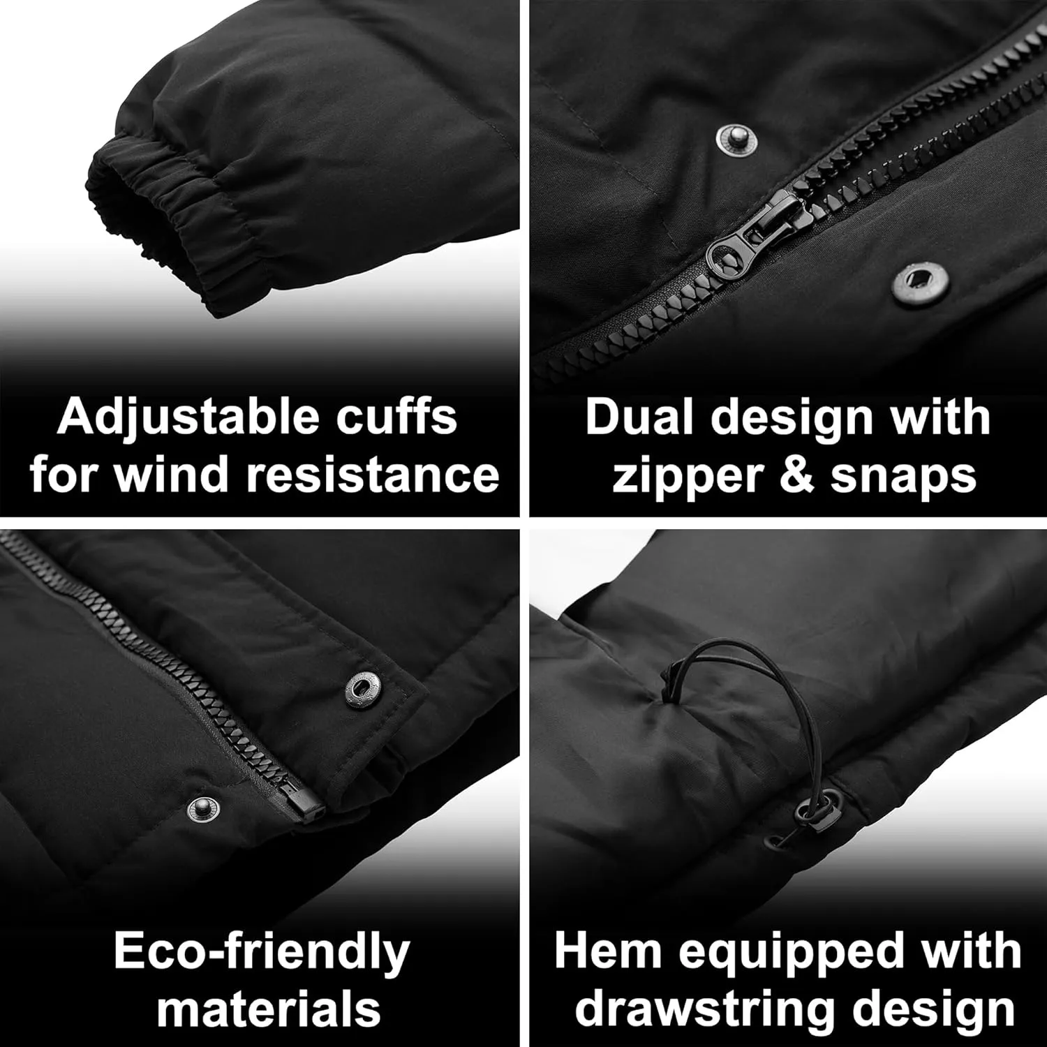 WEEN CHARM Men's Removable Sleeves Winter Coat Puffer Vest Waterproof Parka Jacket Warm Thicken Ski Coat with Removable Hood