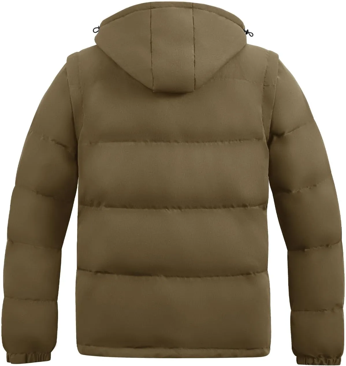 WEEN CHARM Men's Removable Sleeves Winter Coat Puffer Vest Waterproof Parka Jacket Warm Thicken Ski Coat with Removable Hood