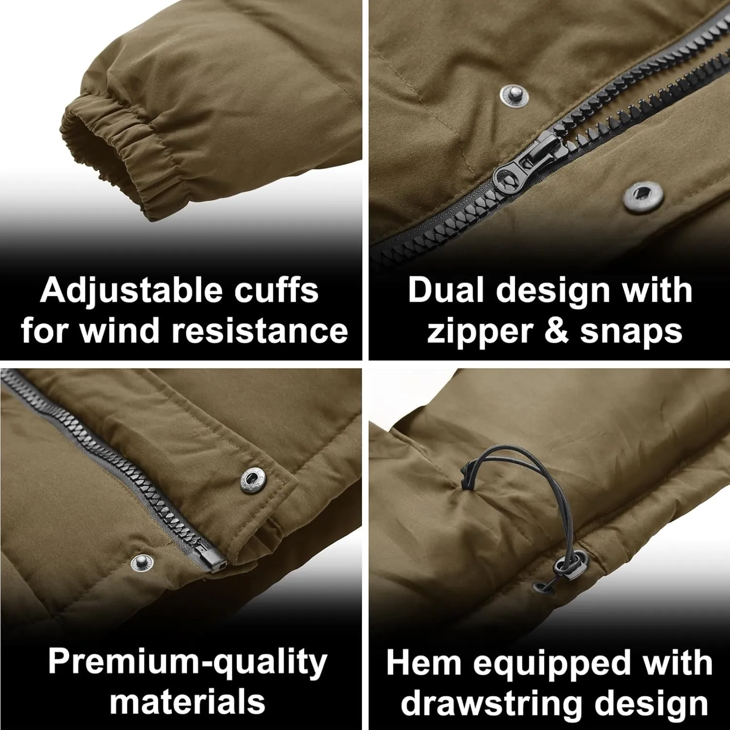 WEEN CHARM Men's Removable Sleeves Winter Coat Puffer Vest Waterproof Parka Jacket Warm Thicken Ski Coat with Removable Hood