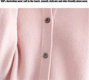 WENOREG Women's Round Neck Cardigan Sweaters Button Front Long Sleeve Soft Warm Knit Open Front Sweater