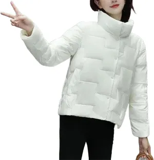 Winter Cotton-Padded Coat Women Short Parkas Stand Collar Coat Ligh Loose Ms Warm Cotton-Padded Jacket Female